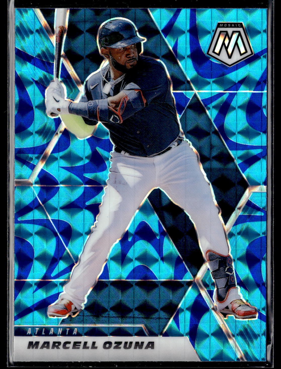 2021 Panini Mosaic #187 Marcell Ozuna Reactive Blue