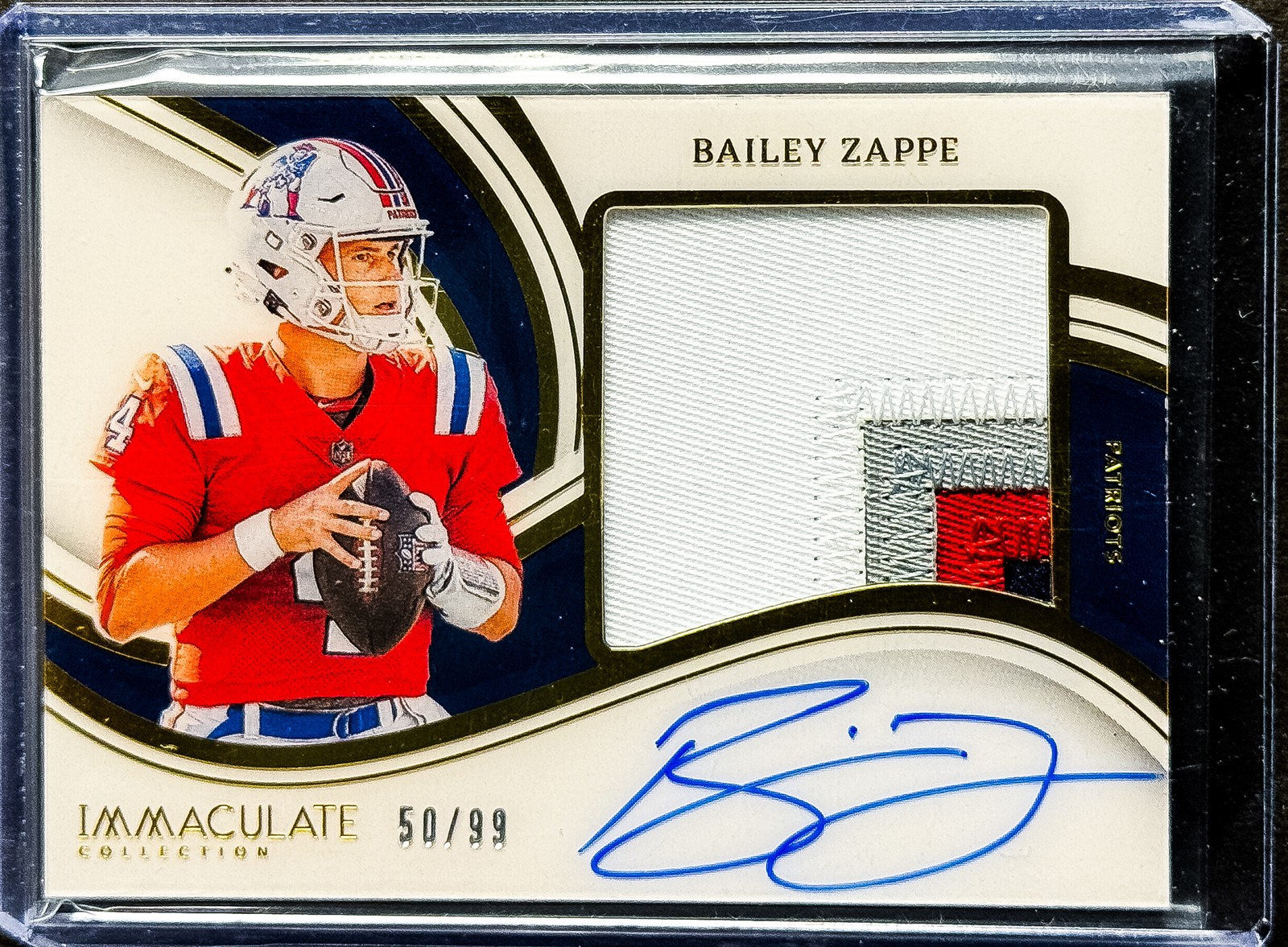 2023 Panini Immaculate Collection Bailey Zappe Premium Patch Autographs #/99