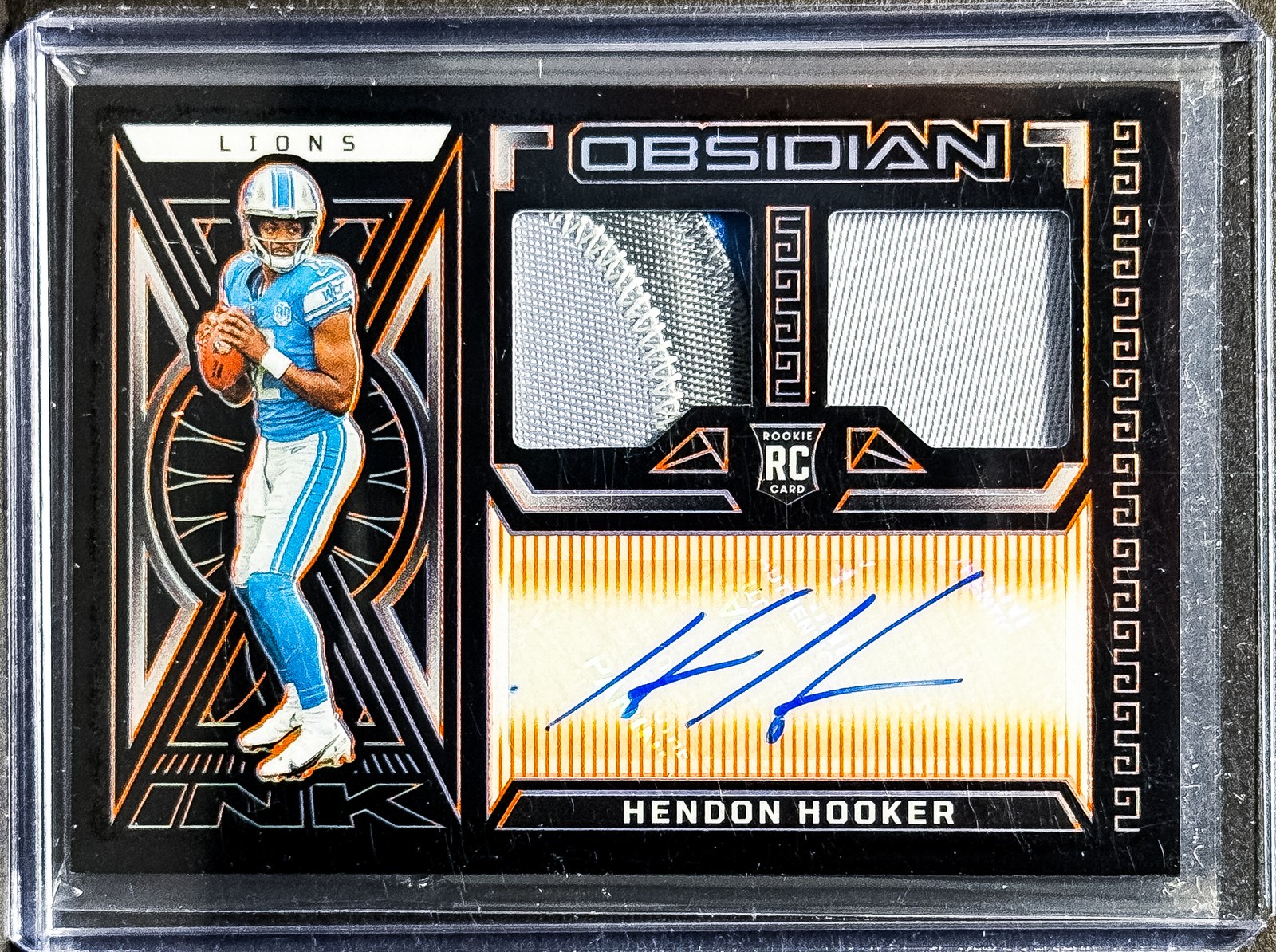 2023 Panini Obsidian Hendon Hooker Rookie Jersey Ink Electric Etch Orange #/49