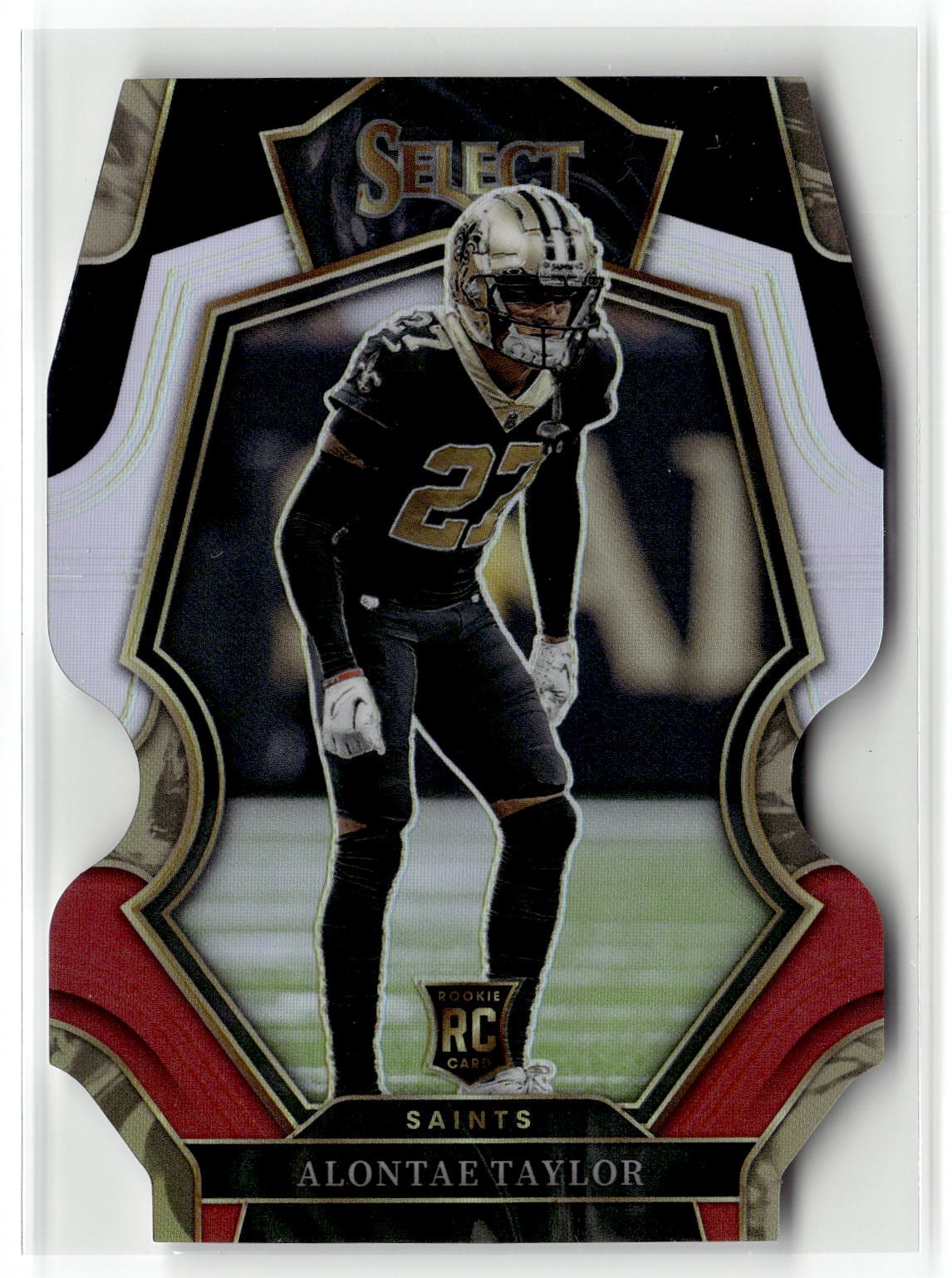 2022 Panini Select #171 Alontae Taylor Black and Red Prizm Die Cut