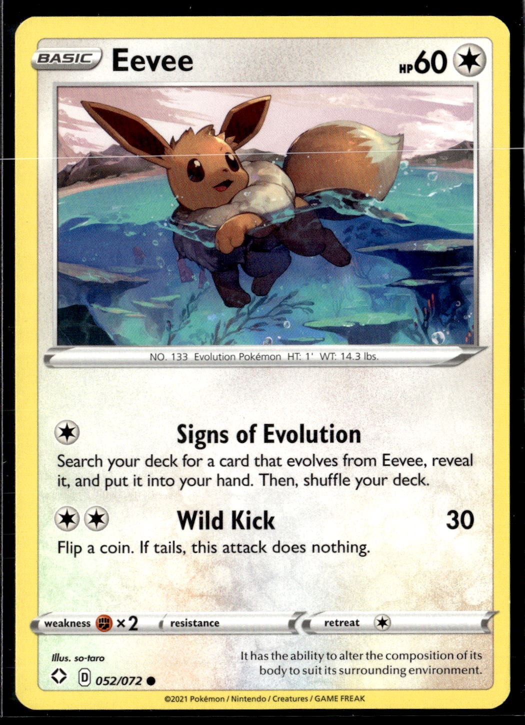 Shining Fates #052/072 Eevee Common Near Mint or Better
