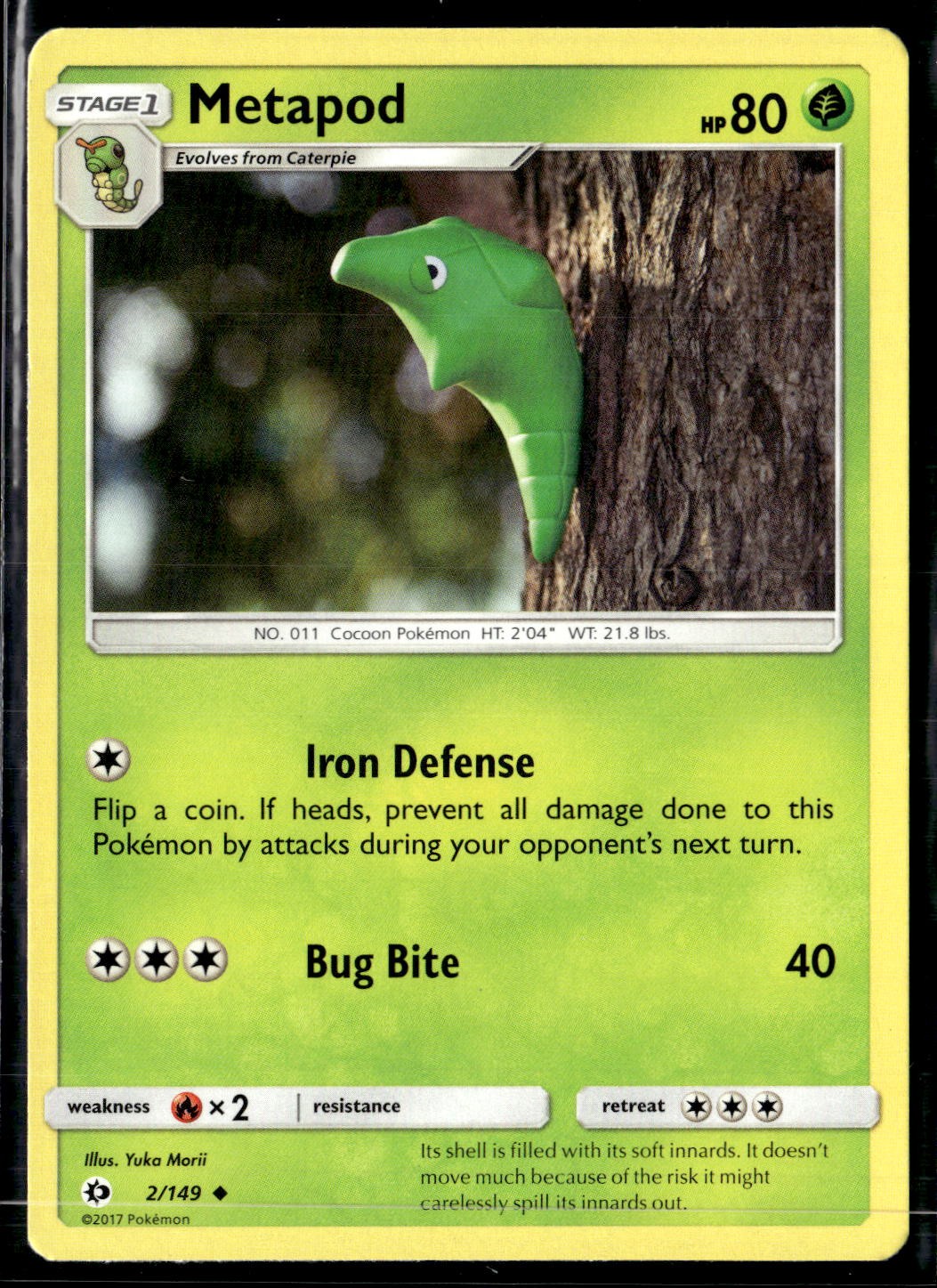 SM Base Set #2/149 Metapod Uncommon Near Mint or Better