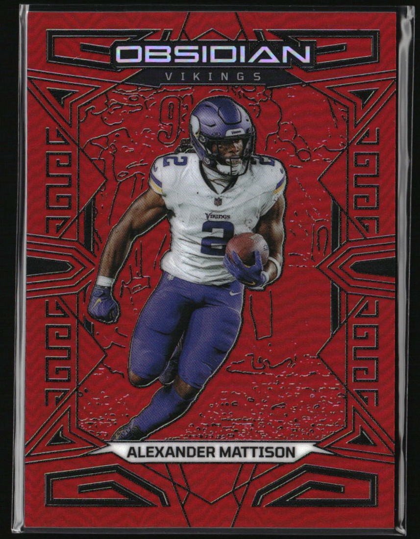 2023 Panini Obsidian #62 Alexander Mattison Asia Electric Etch Red Flood #/90