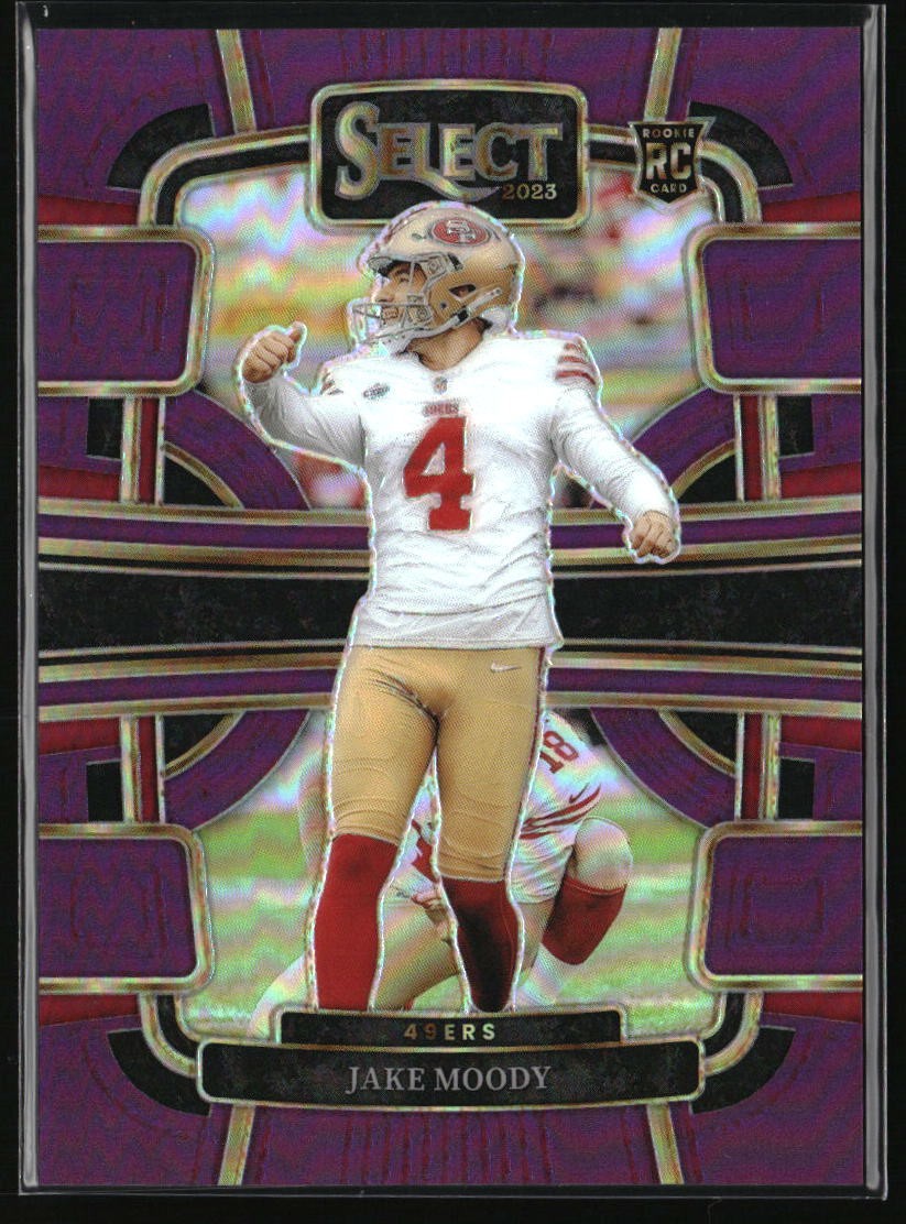 2023 Panini Select #90 Jake Moody Purple Prizms #/75