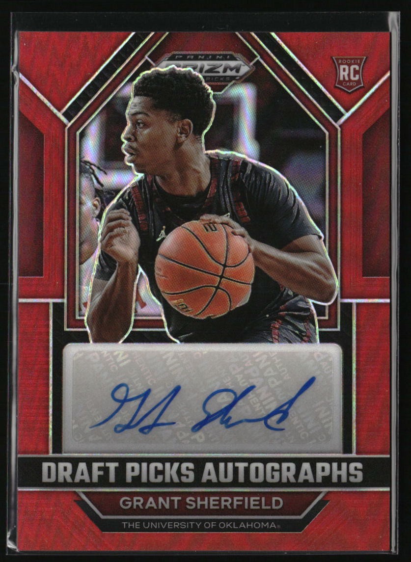 2023 Panini Prizm Draft Picks Grant Sherfield Auto Red #/149