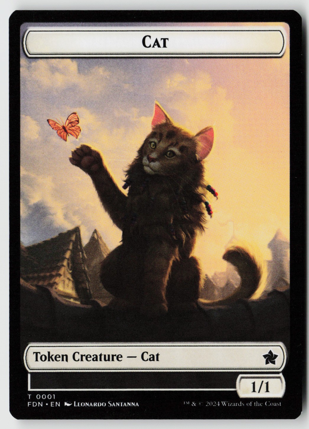 Foundations #19 // 1 Elf Warrior // Cat (001) Doubled-Sided Token