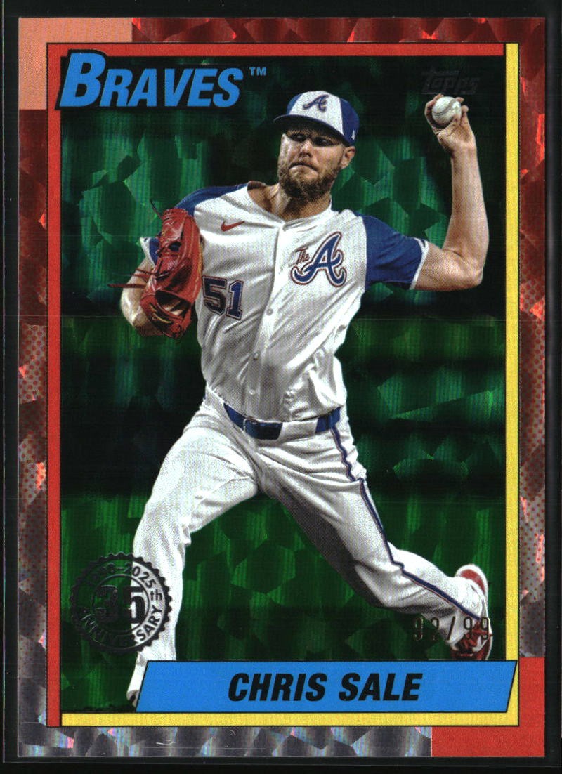 2025 Topps Chris Sale Topps 35th Anniversary Green Crackle Foilboard #/99