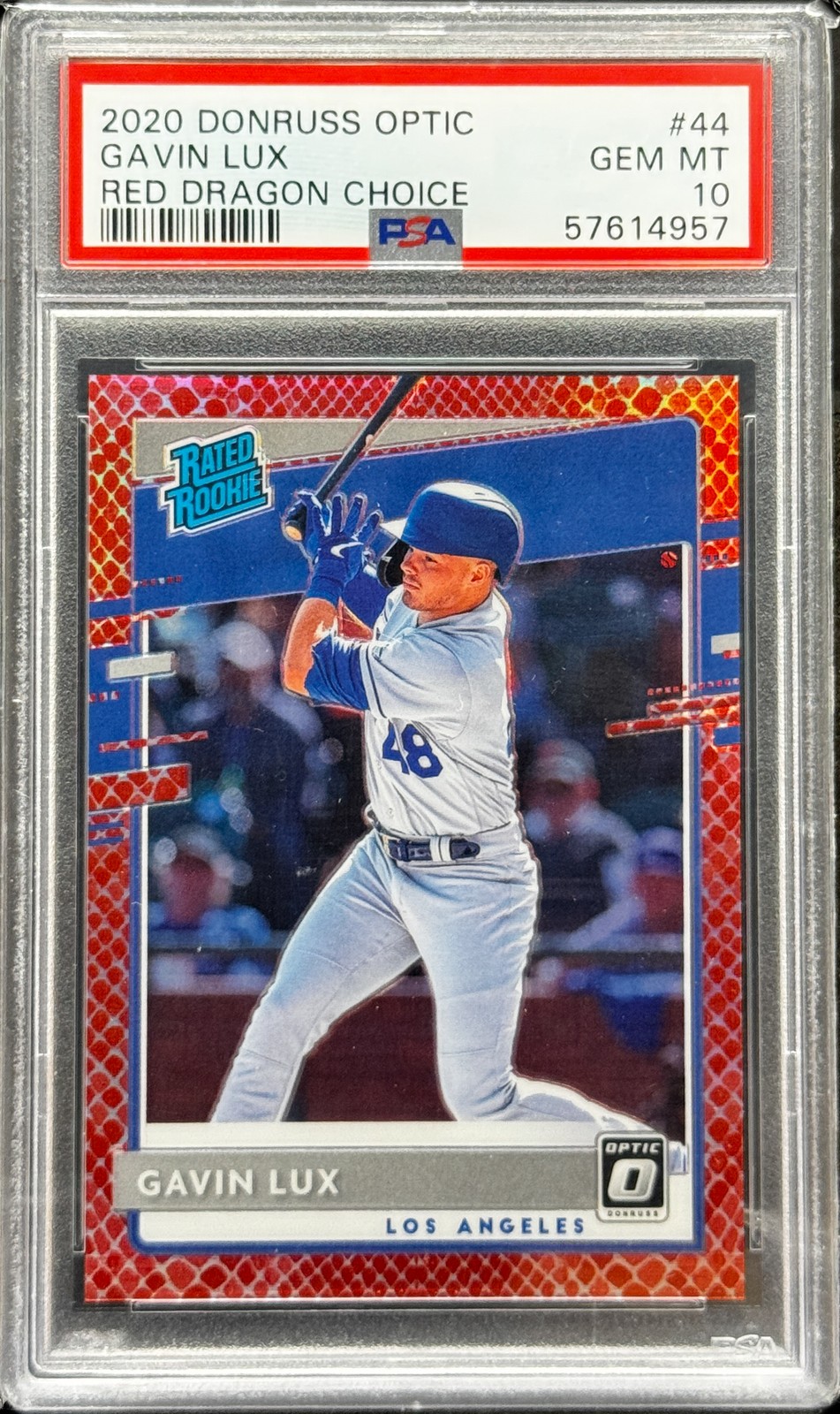 2020 Donruss Optic Gavin Lux Red Dragon Choice Rookie #/88 PSA 10