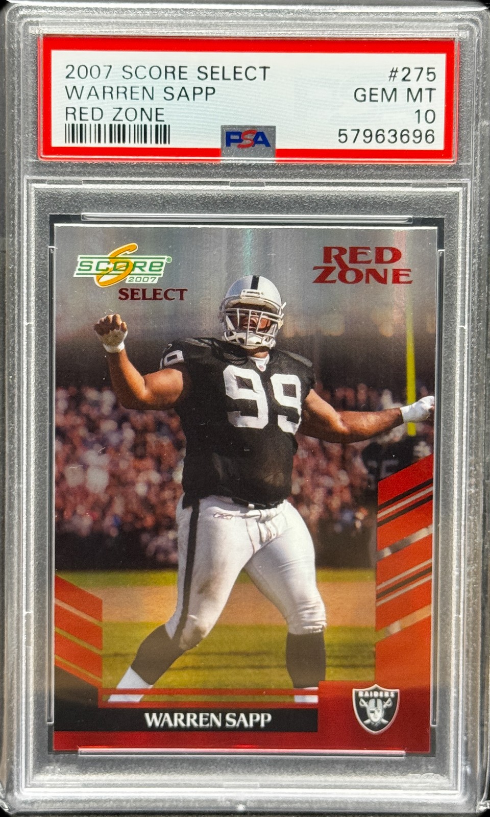 2007 Score Select Warren Sapp Red Zone #/30 PSA 10