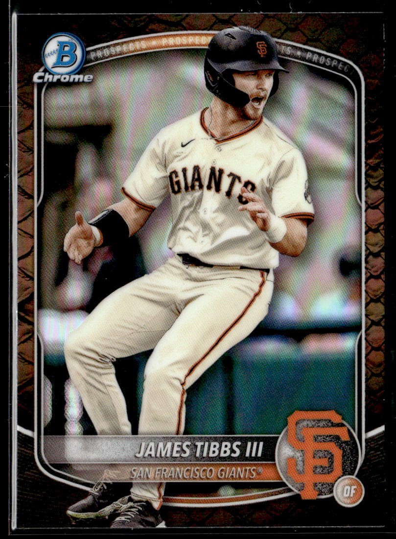 2025 Bowman #BCP-39 James Tibbs III Chrome Prospects Reptilian Refractor