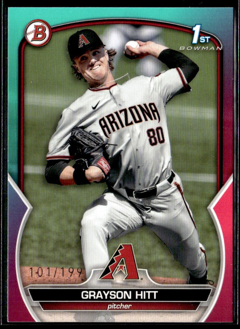 2023 Bowman Draft #BD-57 Grayson Hitt Aqua/Pink Gradient #/199