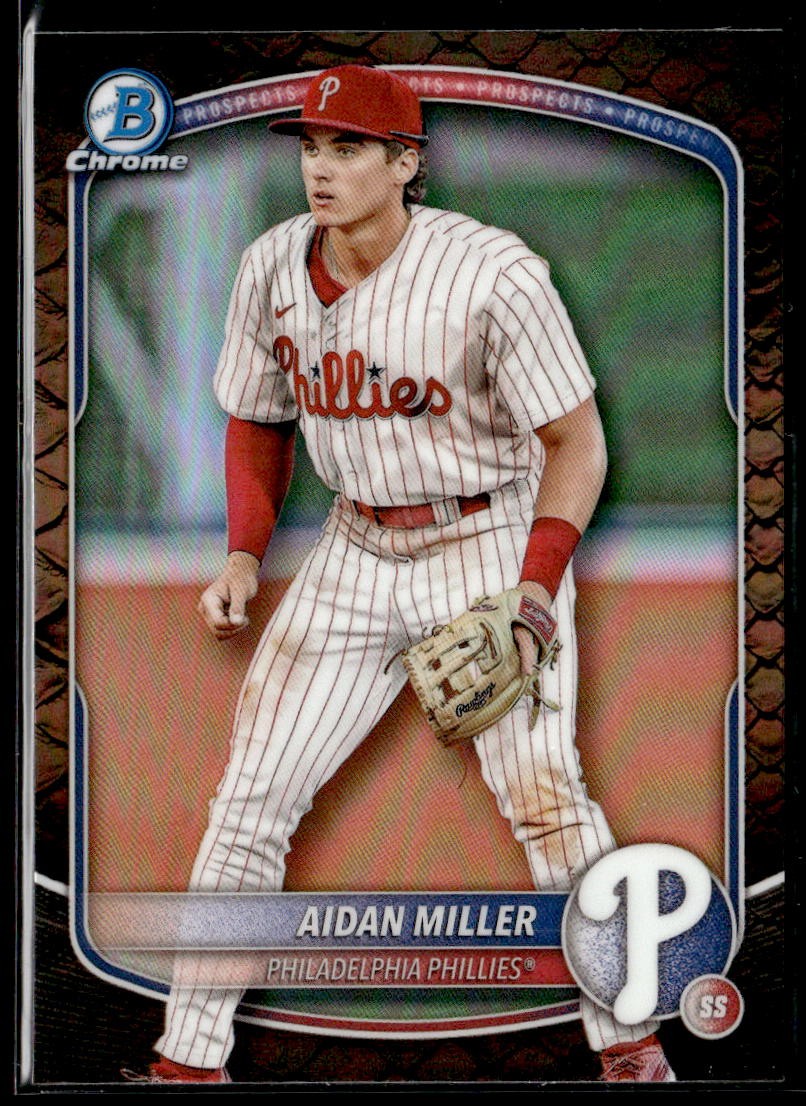 2025 Bowman #BCP-54 Aidan Miller Chrome Prospects Reptilian Refractor