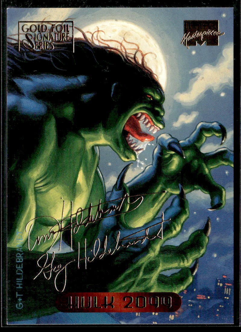 1994 Fleer Marvel Masterpieces Hildebrandt #51 Hulk 2099 Gold Foil Signature