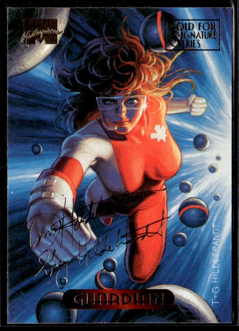 1994 Fleer Marvel Masterpieces Hildebrandt #47 Guardian Gold Foil Signature