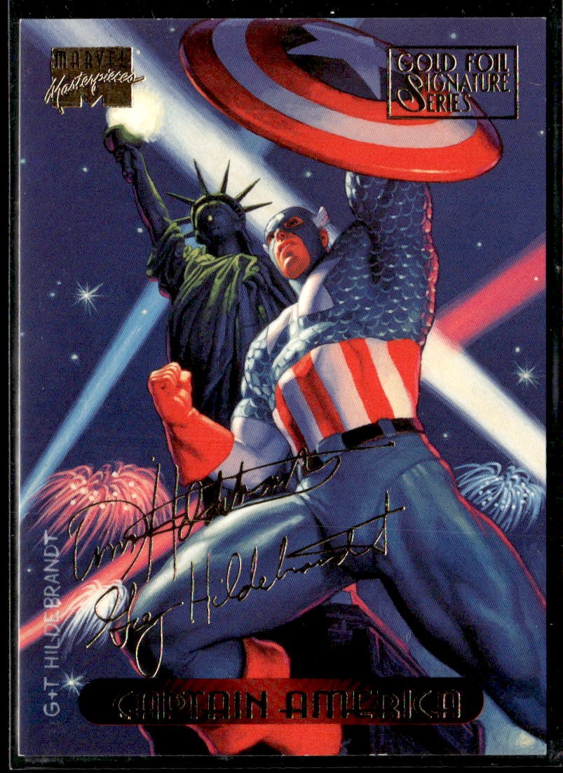 1994 Fleer Marvel Masterpieces #18 Captain America Gold Foil Signature