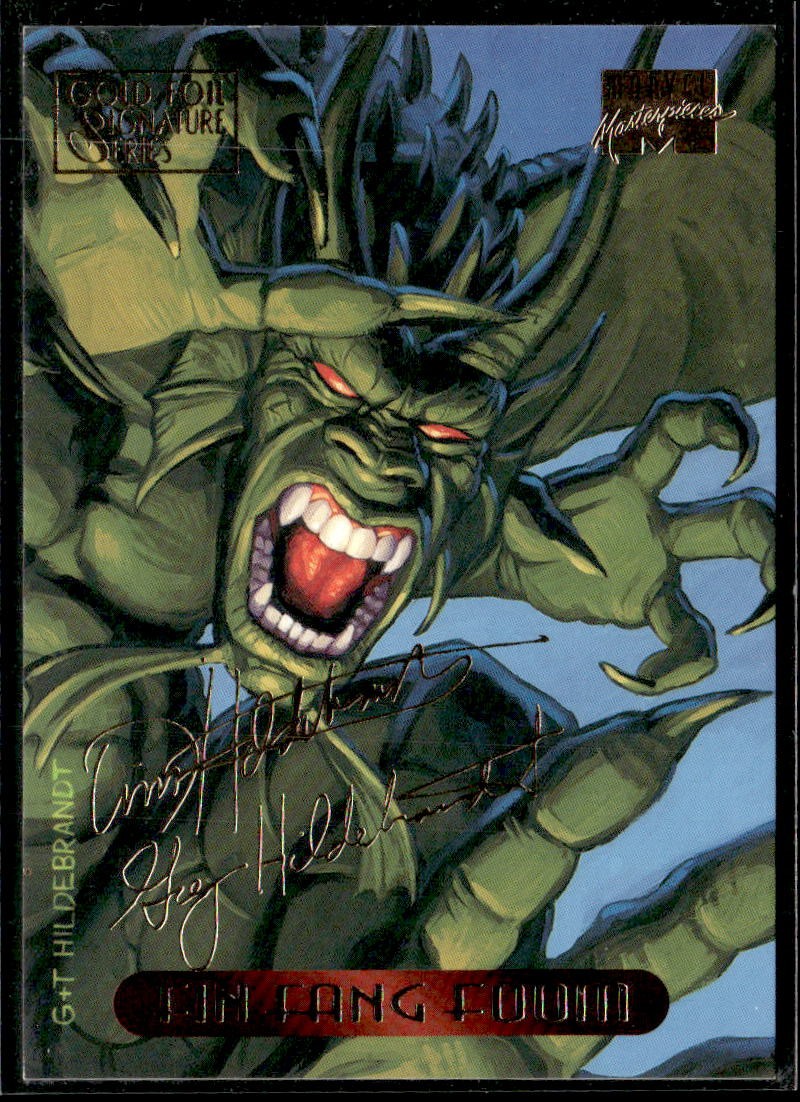 1994 Fleer Marvel Masterpieces Hildebrandt #37 Fin Fang Foom Gold Foil Signature
