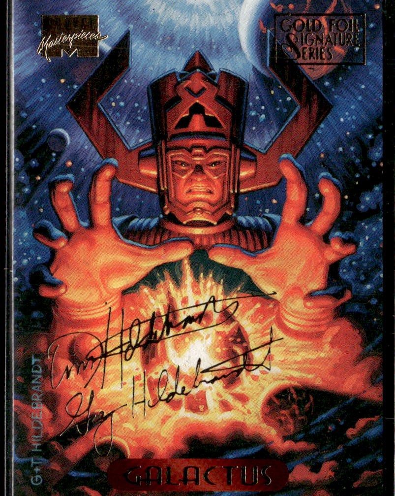 1994 Fleer Marvel Masterpieces Hildebrandt #40 Galactus Gold Foil Signature