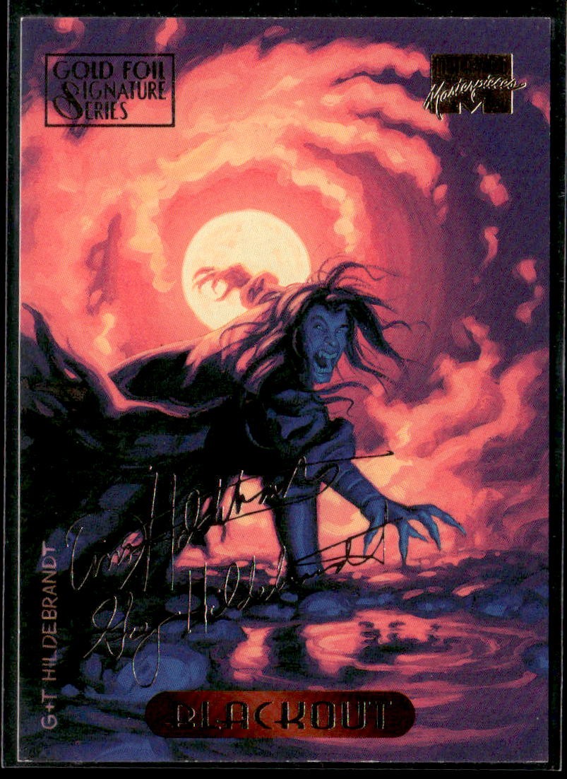 1994 Fleer Marvel Masterpieces Hildebrandt #10 Blackout Gold Foil Signature