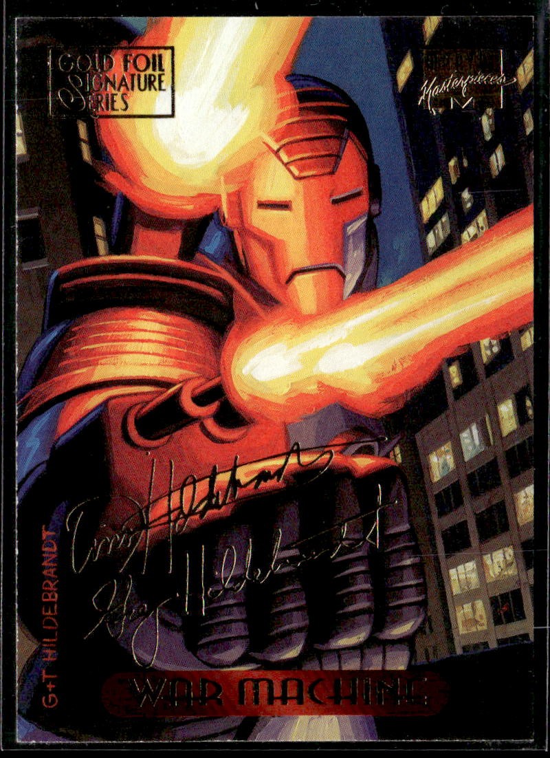 1994 Fleer Marvel Masterpieces Hildebrandt #133 War Machine Gold Foil Signature