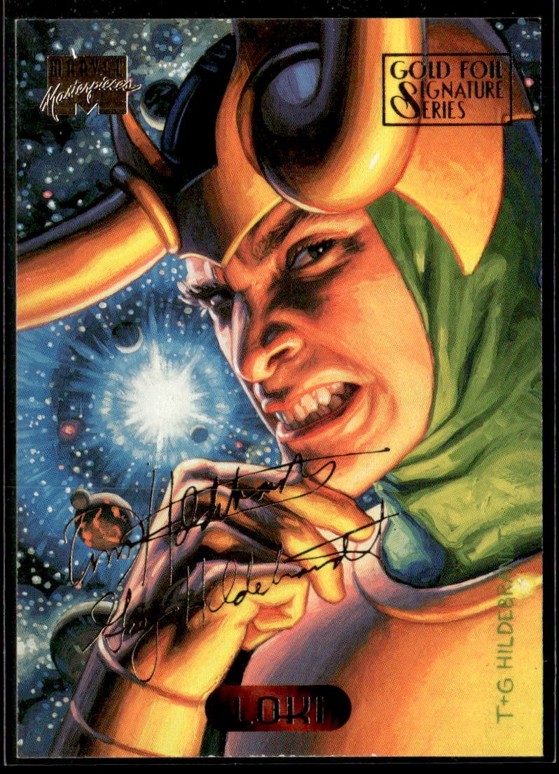 1994 Fleer Marvel Masterpieces Hildebrandt #68 Loki Gold Foil Signature