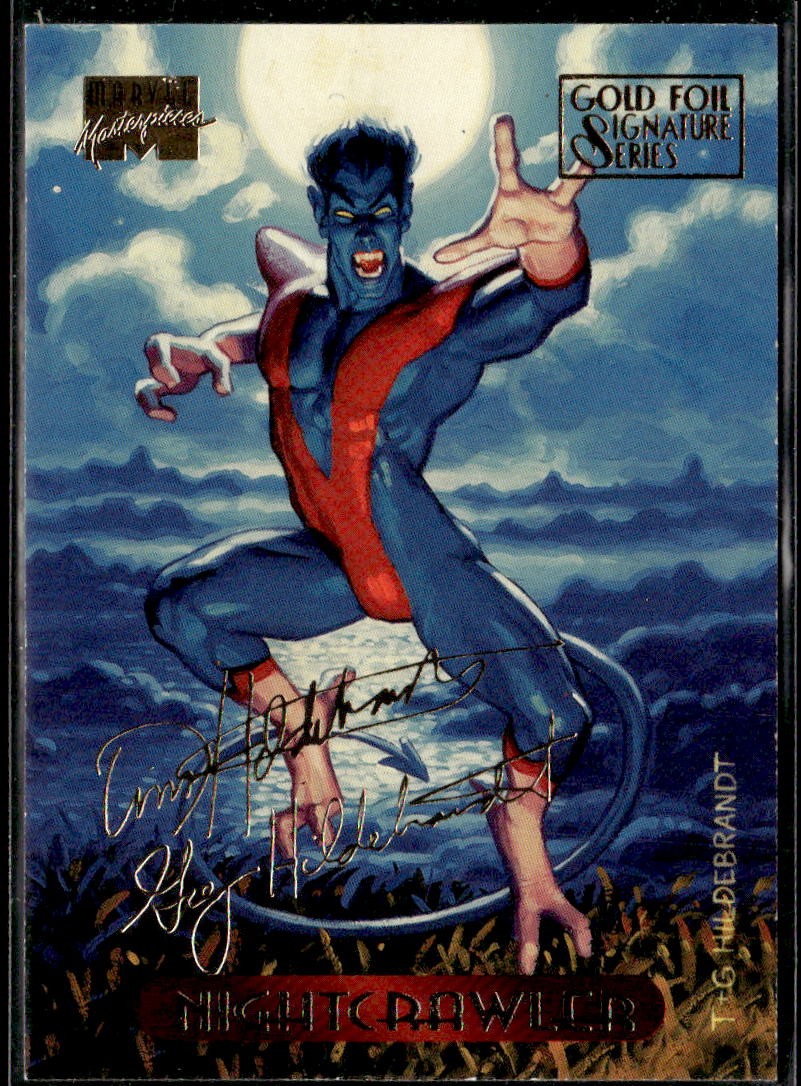 1994 Fleer Marvel Masterpieces Hildebrandt #84 Nightcrawler Gold Foil Signature