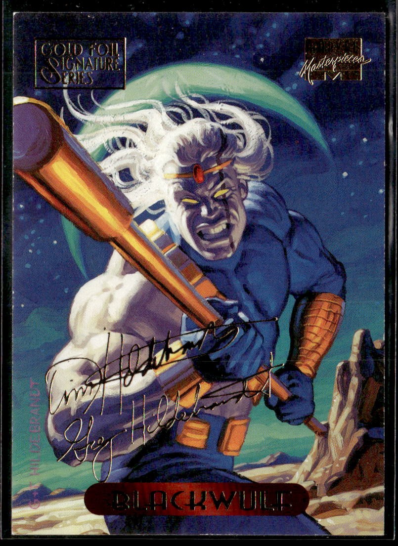 1994 Fleer Marvel Masterpieces Hildebrandt #11 Blackwulf Gold Foil Signature
