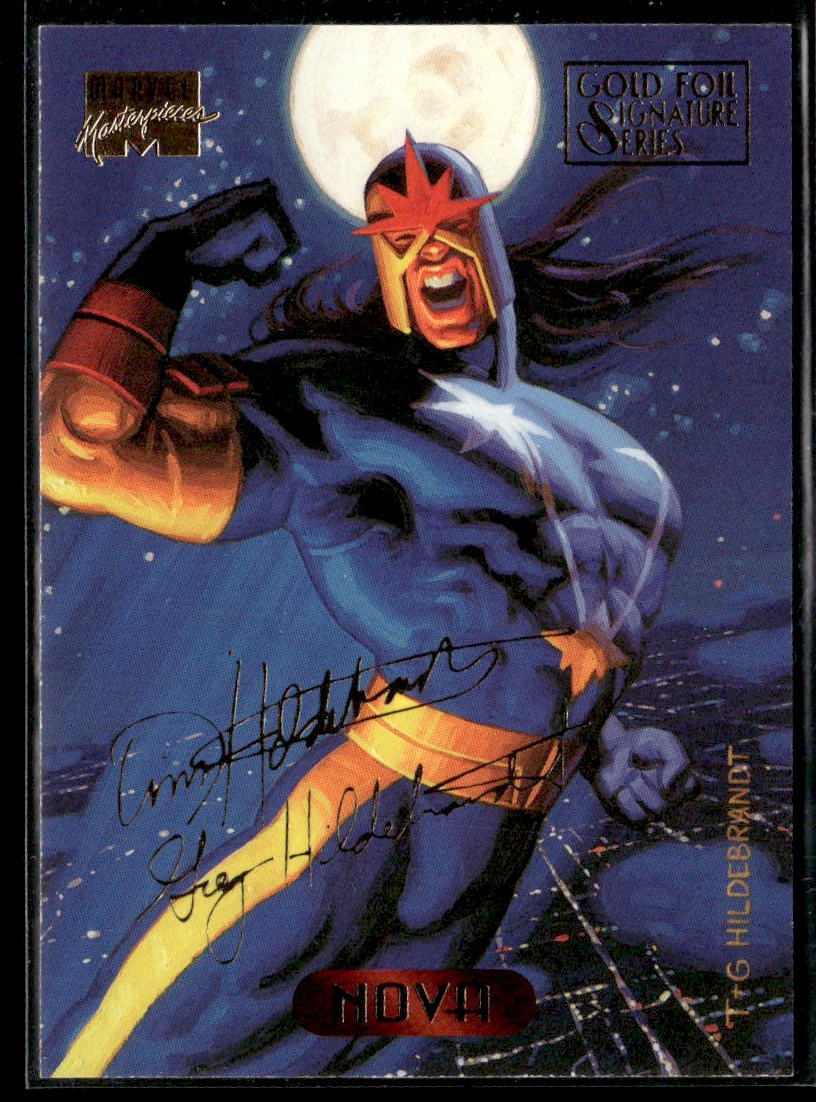 1994 Fleer Marvel Masterpieces Hildebrandt Brothers #86 Nova Gold Foil Signature