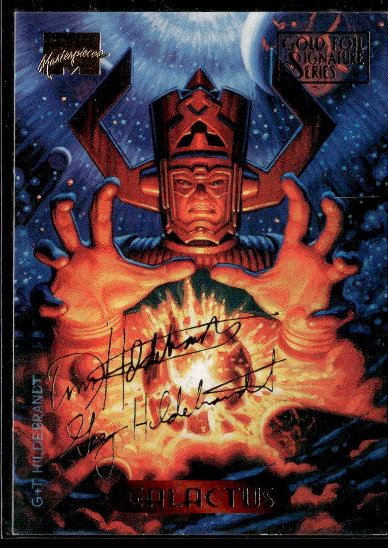 1994 Fleer Marvel Masterpieces Hildebrandt #40 Galactus Gold Foil Signature