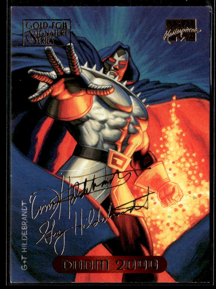 1994 Fleer Marvel Masterpieces Hildebrandt #33 Doom 2099 Gold Foil Signature