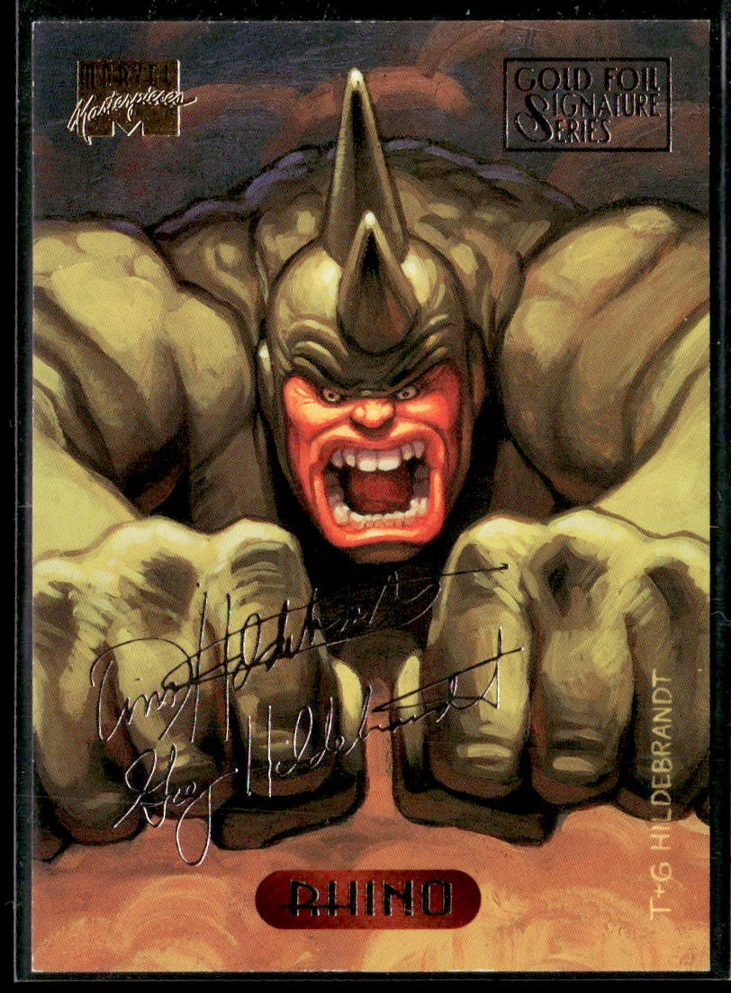 1994 Fleer Marvel Masterpieces Hildebrandt #100 Rhino Gold Foil Signature