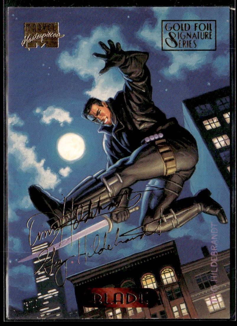 1994 Fleer Marvel Masterpieces Hildebrandt #12 Blade Gold Foil Signature