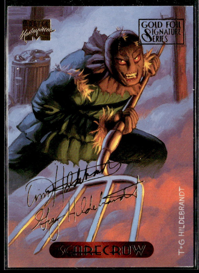 1994 Fleer Marvel Masterpieces Hildebrandt #104 Scarecrow Gold Foil Signature