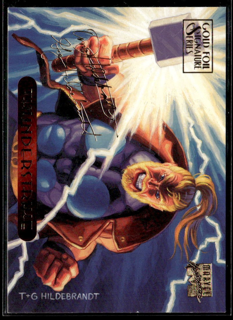 1994 Fleer Marvel Masterpieces #125 Thunderstrike Gold Foil Signature