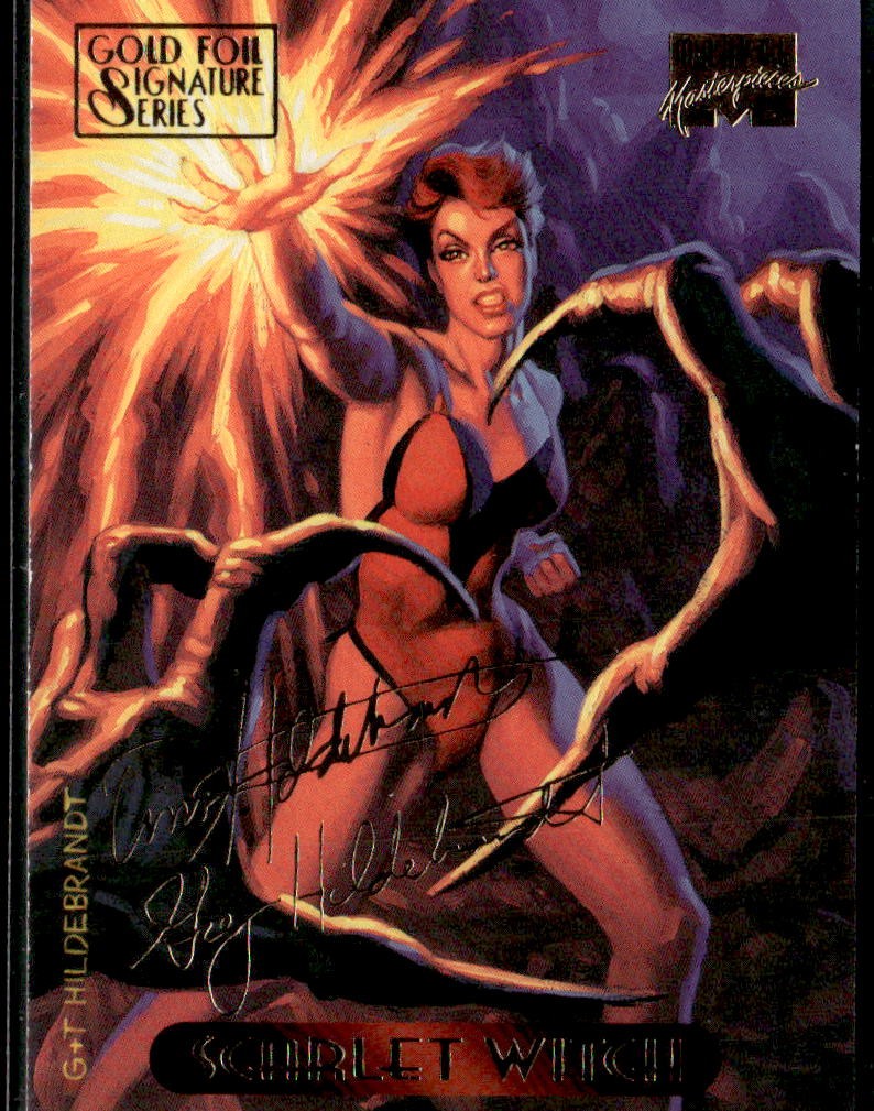 1994 Fleer Marvel Masterpieces #105 Scarlet Witch Gold Foil Signature