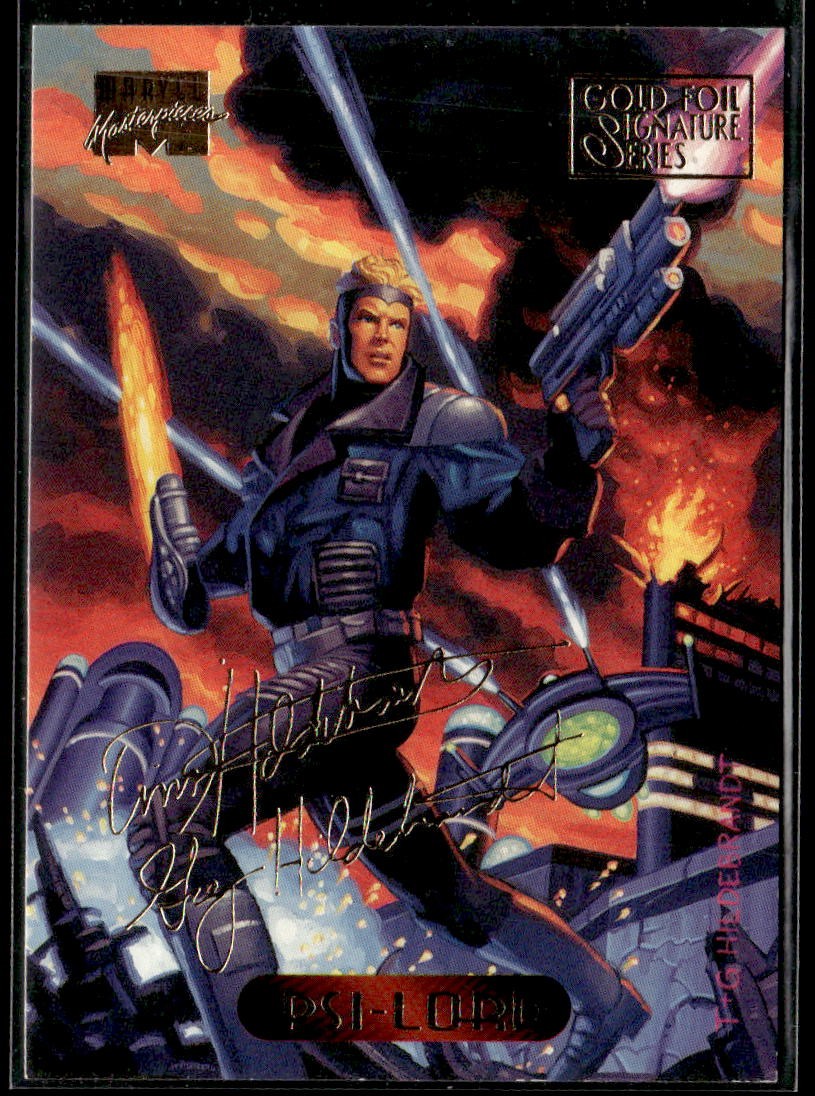 1994 Fleer Marvel Masterpieces Hildebrandt #92 Psi-Lord Gold Foil Signature