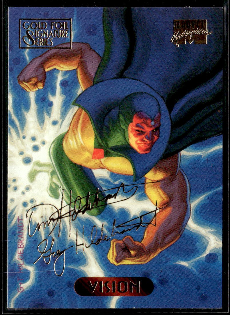 1994 Fleer Marvel Masterpieces Hildebrandt #132 Vision Gold Foil Signature