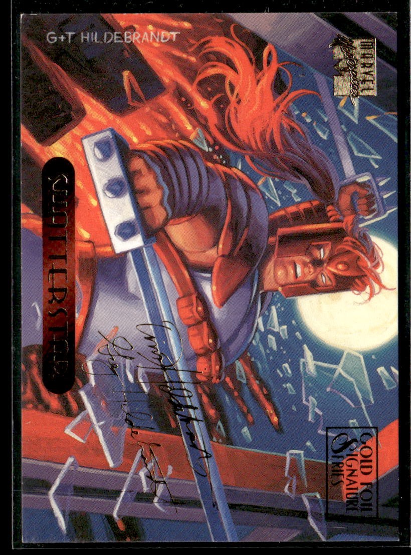 1994 Fleer Marvel Masterpieces Hildebrandt #107 Shatterstar Gold Foil Signature