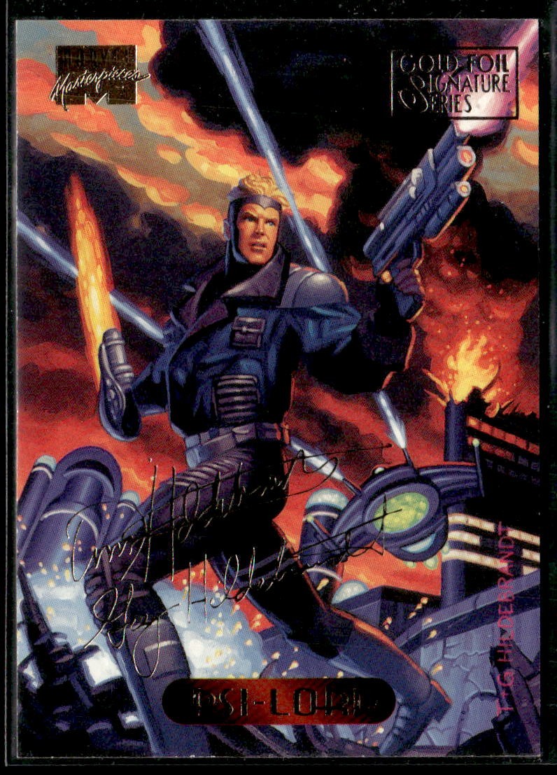 1994 Fleer Marvel Masterpieces Hildebrandt #92 Psi-Lord Gold Foil Signature
