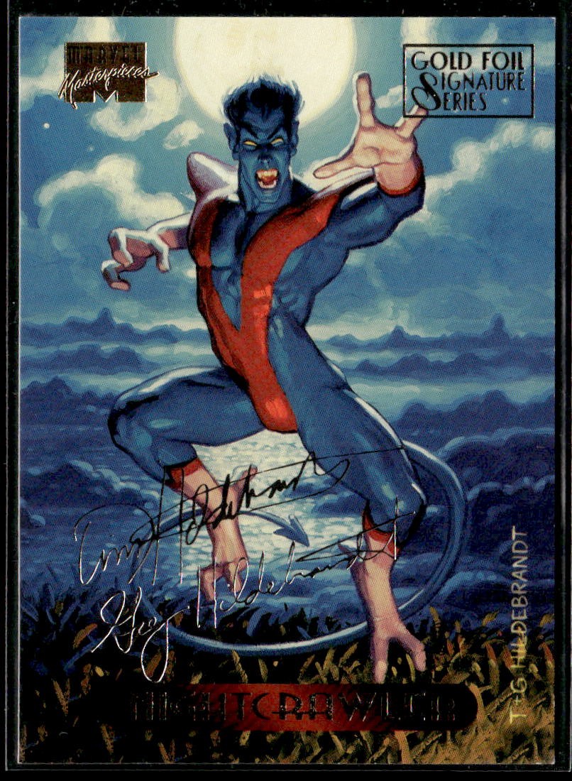1994 Fleer Marvel Masterpieces Hildebrandt #84 Nightcrawler Gold Foil Signature