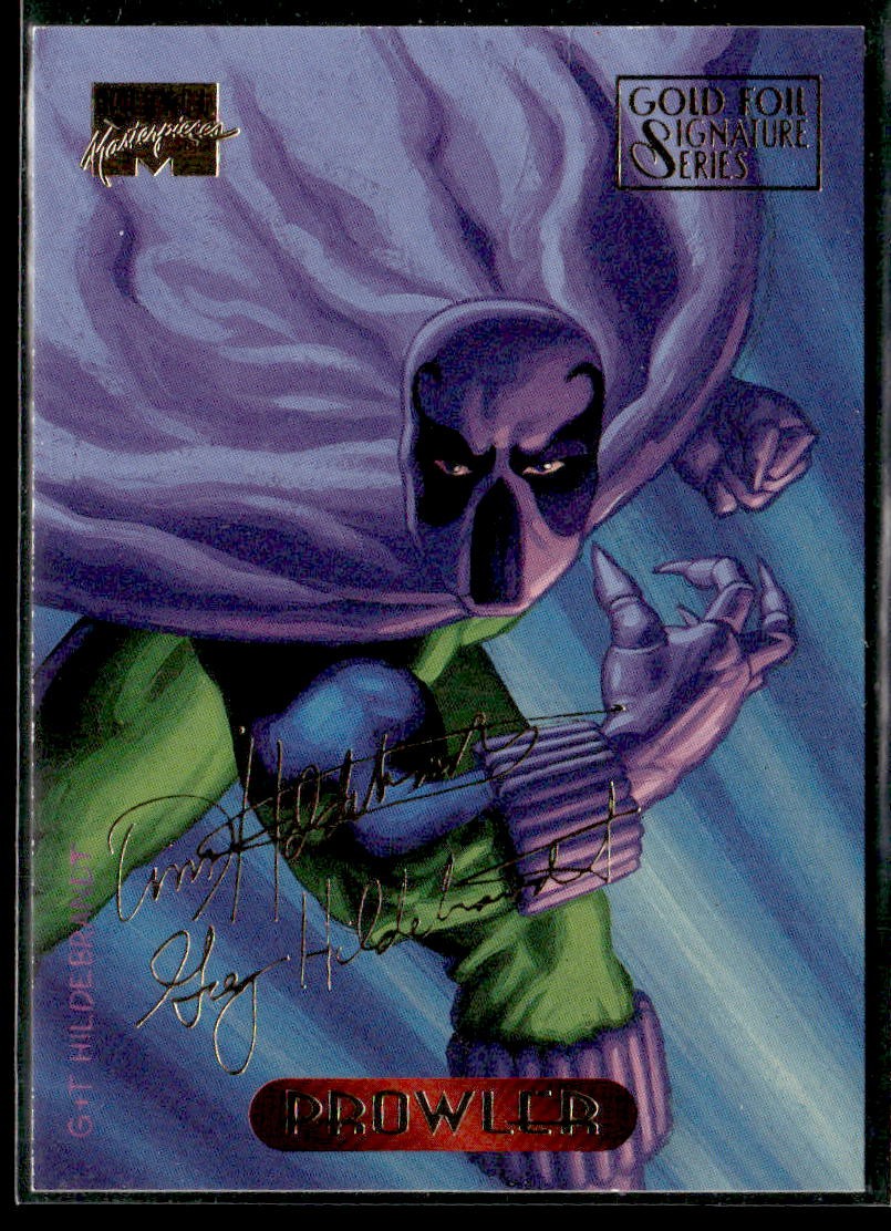 1994 Fleer Marvel Masterpieces Hildebrandt #91 Prowler Gold Foil Signature