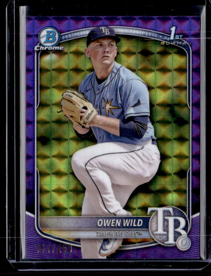 2025 Bowman Owen Wild Chrome Prospects Purple Geometric Refractor #/250