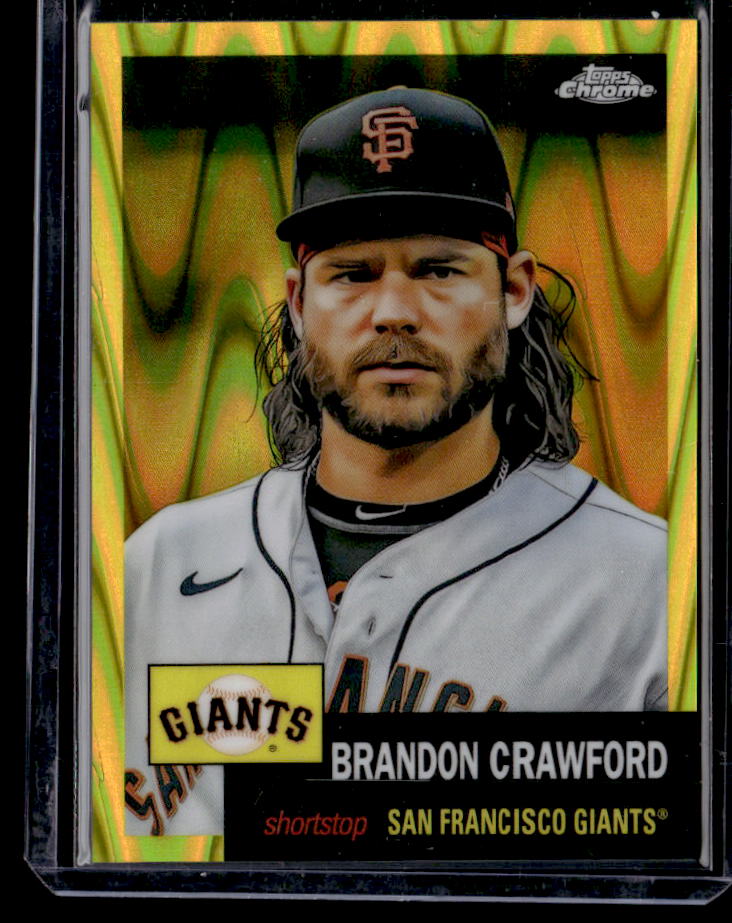 2022 Topps Platinum Anniversary Brandon Crawford Yellow RayWave Refractor #/250