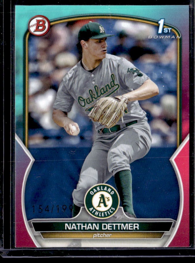 2023 Bowman Draft Nathan Dettmer Aqua/Pink Gradient #/199