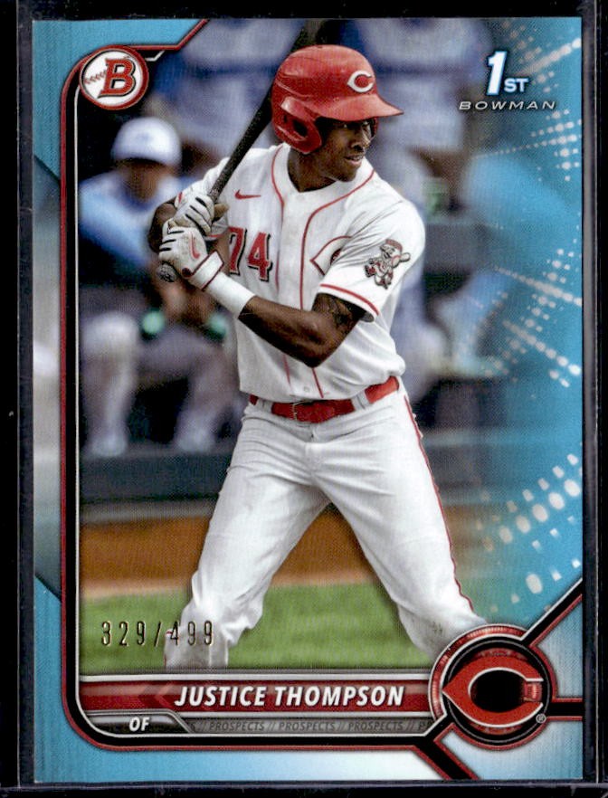 2022 Bowman Justice Thompson Prospects Sky Blue #/499