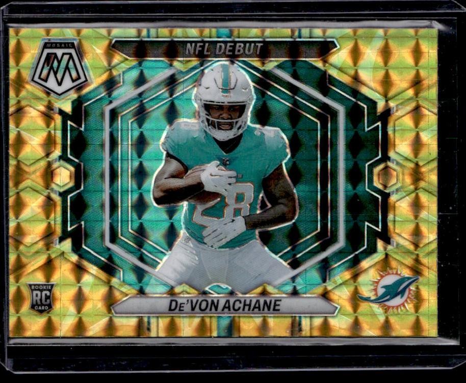 2023 Panini Mosaic De'Von Achane Reactive Yellow Mosaic