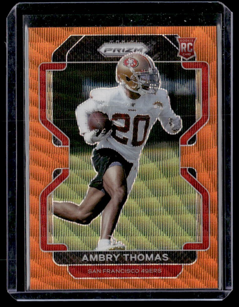 2021 Panini Prizm Ambry Thomas Orange Wave Rookie #/60