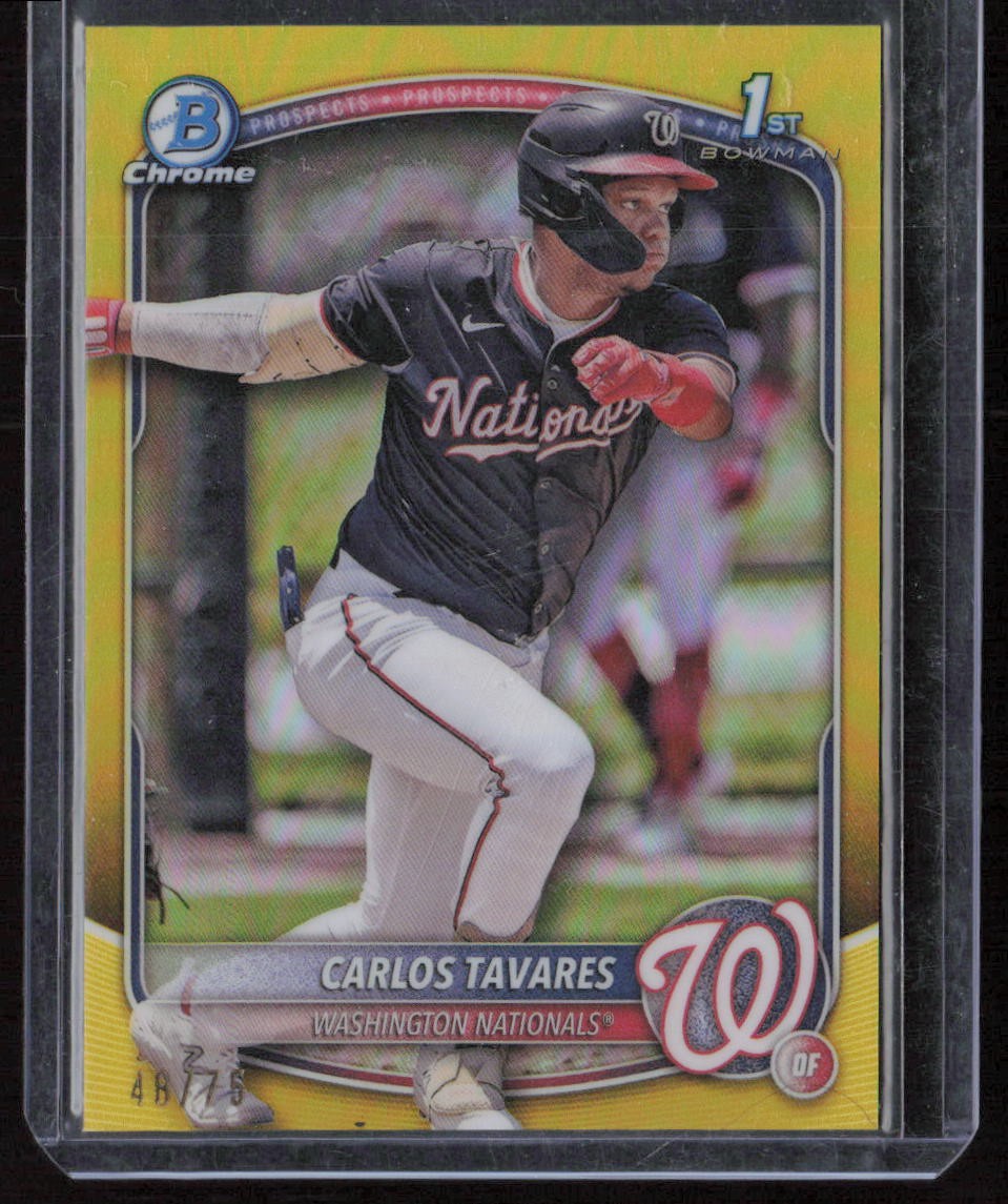 2025 Bowman Carlos Tavares Chrome Prospects Yellow Refractor #/75