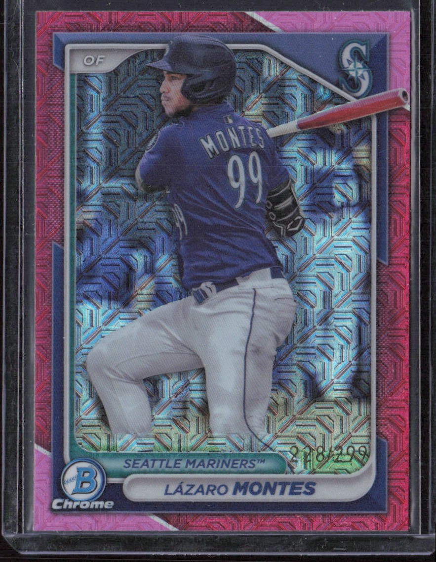 2024 Bowman Lázaro Montes Chrome Prospects Mojo Fuchsia Refractors #/299