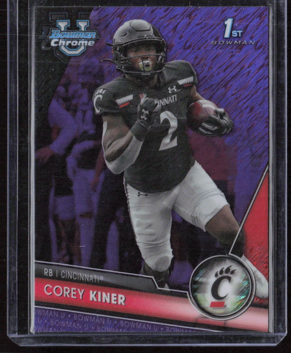 2023 Bowman University Chrome Corey Kiner Purple Shimmer Refractor