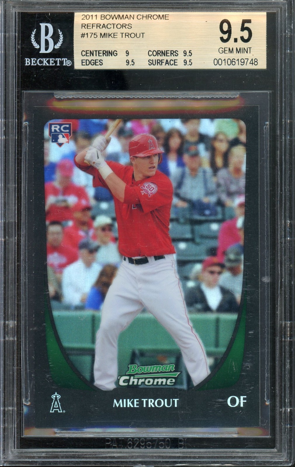 2011 Bowman Chrome Mike Trout Refractor RC BGS 9.5